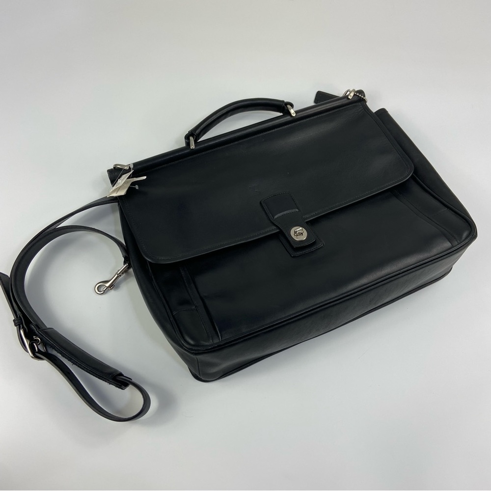 Coach vintage Black Leather Beekman briefcase with shoulder strap and top handle